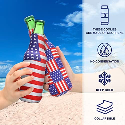 Vatansever Amerikan ABD Bira Şişesi Soğutucuları Neopren Kol Komik İçecek Tutucular İnce Bira Şişesi Kapağı 4 Temmuz