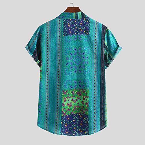 Erkek Afrika Gömlek Şık Geleneksel Desen Baskılı Gömlek Düğme Up Dashiki Gömlek Kısa Kollu Yaz
