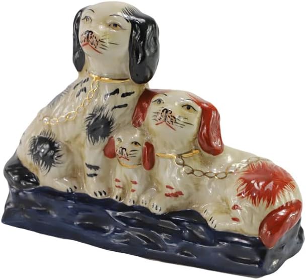 SYNWISH El-Boyalı Porselen Aile Vintage Köpek Figürleri Seramik Köpek Koleksiyon Ev Dekorasyon için