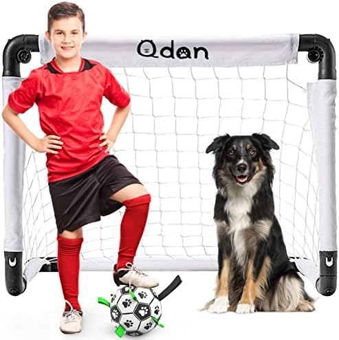Köpek Futbol Topları Spor Mini Futbol Gol Seti-Arka Bahçe / Kapalı Mini Ağ ve Pompalı Top-22 x 17 Gol Boyutu, Beyaz/Siyah