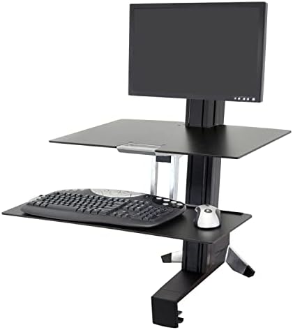 Ergotron-WorkFit-S LD Tek Monitör Ayaklı Masa Dönüştürücü, Masa Üstü için Oturma Standı iş istasyonu - 6 ila 16 lbs,