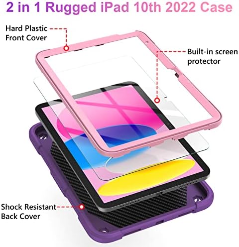 ıpad 10. Nesil Kılıf için Çocuklar Kızlar için, iPad 10th 2022 10.9 Kılıf ile Ekran Koruyucu Omuz Askısı Kelebek Kanatları