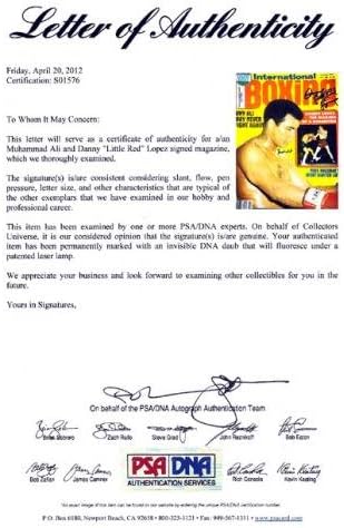 Muhammed Ali ve Danny Lopez İmzalı Uluslararası Boks Dergisi Kapağı PSA / DNA S01576-İmzalı Boks Dergileri