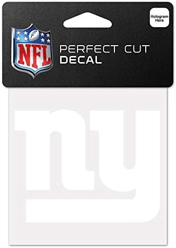 WinCraft NFL New York Giants 4x4 Mükemmel Kesim Beyaz Çıkartma, Bir Boyut, Takım Rengi
