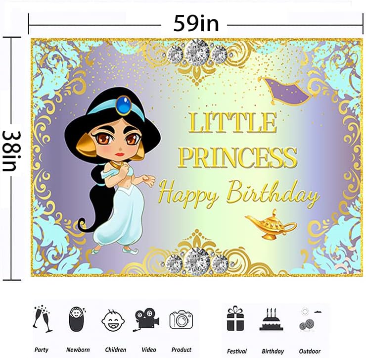 Bebek Yasemin Prenses Zemin Doğum Günü Partisi Süslemeleri için Aladdin Afiş Bebek Duş Parti Malzemeleri 5x3ft