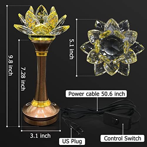 1 Çift renkli LED Lotus çiçek lamba - GeeJery kabine budist sunak için 7 renk kristal buda lamba - ışık kontrolü kristal