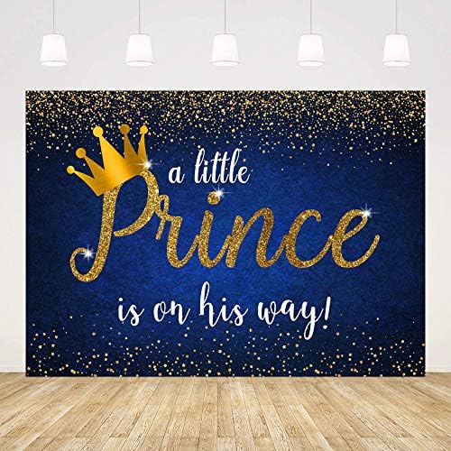 MOHOFOND Prens Erkek Bebek duş dekorasyonu Zemin Altın Taç Glitter Yıldız Küçük Prens Yolda Mavi Fotoğraf Arka Plan