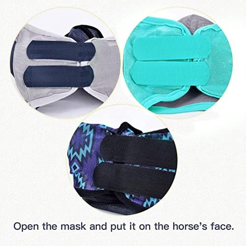 HUİRHUİR At Sinek Maskesi, Kulaklı Uzun Burun, UV Koruması, Çıkarılabilir Burun Kapağı-Gri Camgöbeği (S, Midilli Boyutu)