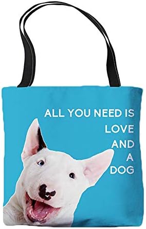 İhtiyacınız olan tek şey Aşk ve Bir Köpek Kanvas Tote Çanta Bull Terrier Tasarımı