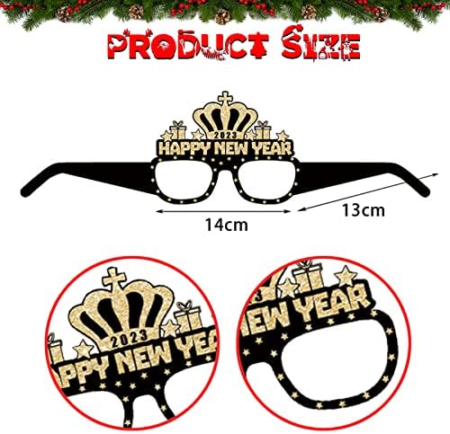 Qpout 18 Adet 2023 Yeni Yıl Arifesi Gözlük Siyah Kart Glitter Fantezi Yeni Yılınız Kutlu Olsun Gözlük Fotoğraf Prop