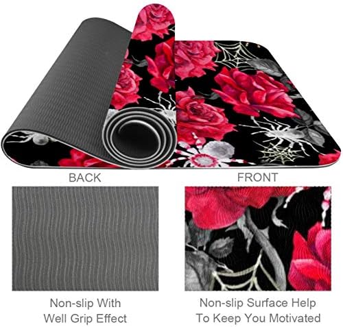 Siebzeh Kırmızı Çiçek Premium Kalın Yoga Mat Çevre Dostu Kauçuk Sağlık ve Fitness Kaymaz Mat Her Türlü Egzersiz Yoga
