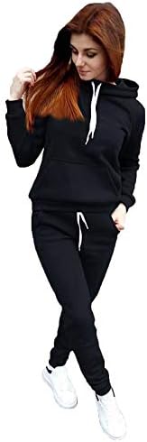Egzersiz Hoodie Setleri Kadınlar için 2 Parça Kıyafetler Uzun Kollu Kazak Kazak ve Sweatpants Rahat Eşofman Eşofman