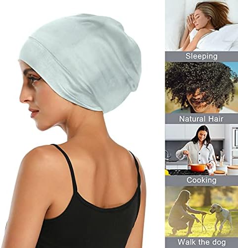 Kafatası Kap Uyku Kap Çalışma Şapka Bonnet Beanies Kadınlar için Mermer Taş Soyut Çizgili Mavi Uyku Kap Çalışma Şapka