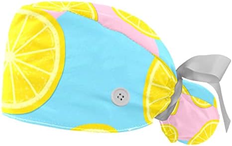 Limon meyve narenciye 2 adet ayarlanabilir kabarık şapka düğmeleri ve ter bandı şerit kafa kravat kapakları