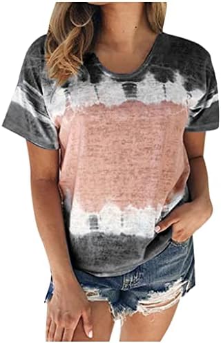Artı Boyutu T Shirt Kadınlar için Moda Batik Üstleri Yuvarlak Boyun Kısa Kollu Üst Tees 2023 Yaz Casual Bluzlar