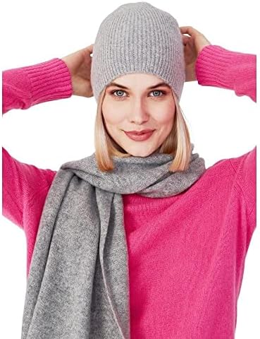 Stil Cumhuriyeti Kadın Nervürlü Bere, %100 Kaşmir, Yumuşak ve Esnek, Kış için Sıcak Şapka