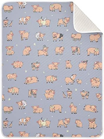 Kundak Battaniyesi Bebekler için Komik Sevimli Domuzlar Pamuklu Battaniye, Battaniye Alma, Beşik için Hafif Yumuşak