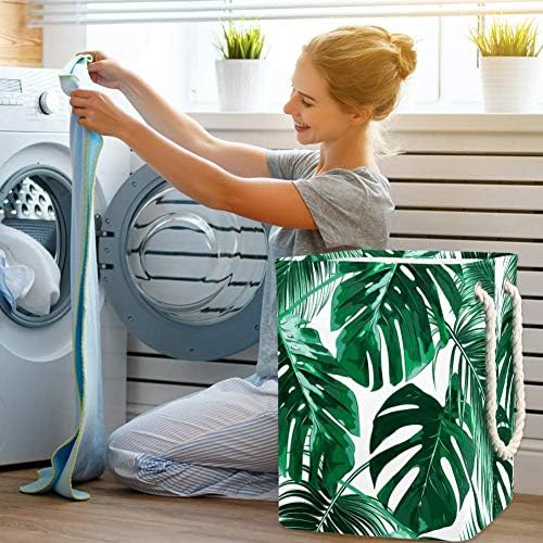 Inhomer Tropikal palmiye Yaprakları Orman Yaprakları Çiçek 300D Oxford PVC Su Geçirmez Giysiler Sepet Büyük çamaşır