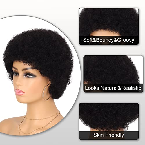 Guree saç tutkalsız aşınma ve Gitmek peruk kısa afro kıvırcık insan saçı peruk siyah kadınlar için Kinky Afro peruk