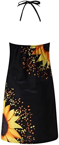 Bayan Mini Tank Elbise Yaz Plaj Boho çiçekli elbiseler Seksi Soğuk Omuz Kolsuz Slim Fit Plaj Sundress