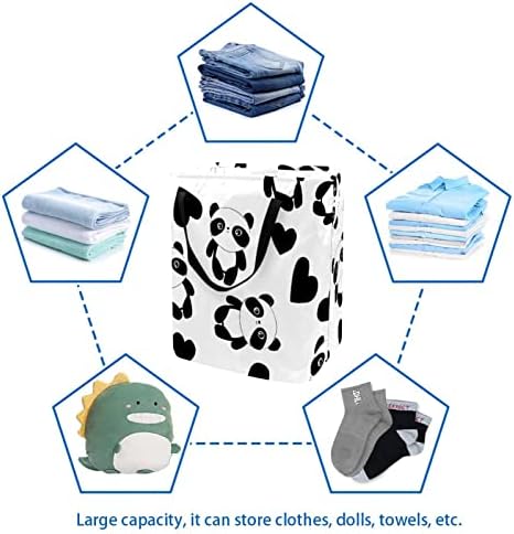 Panda Kalp Baskı Katlanabilir çamaşır Sepeti, 60L Su Geçirmez çamaşır sepetleri Çamaşır Kutusu Giysi Oyuncak Depolama