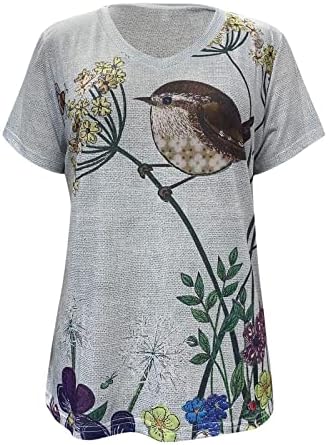 Yaz Bayan Kısa Kollu V Boyun Çiçek Baskılı Üst T Shirt Casual Gömlek Tee Scoop Boyun Uzun Kollu Gömlek Kadınlar için