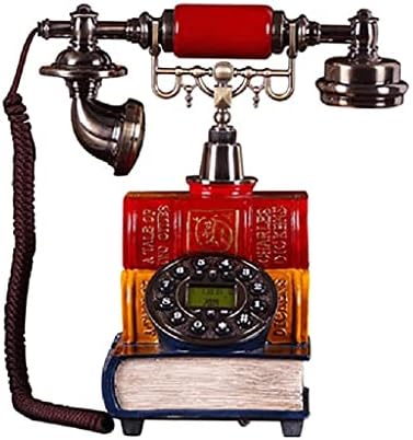 GRETD Retro Kitap Tabanı Sabit Telefon Ev için, Vintage Düğme kadranlı telefon Eski Moda Telefon Kablolu Telefon Eller