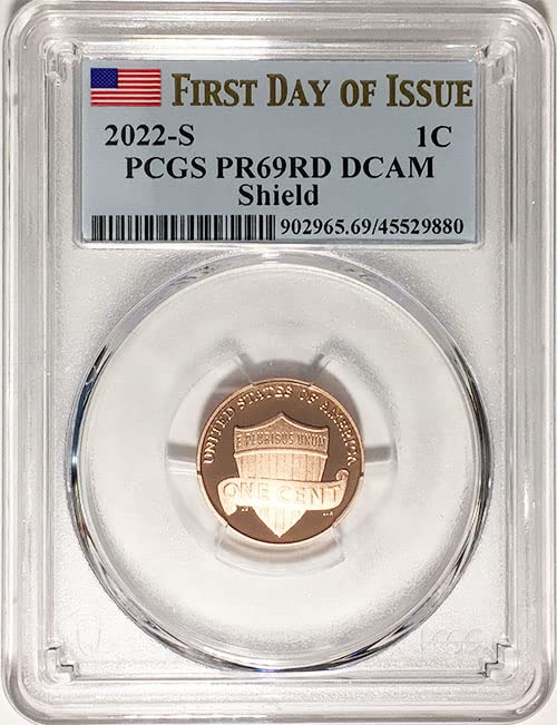 2022 S Kanıtı Lincoln Shield Cent PCGS PR 69 RD DCAM Yayın Etiketinin ilk Günü