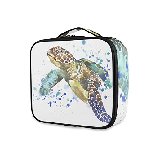 ALAZA Seyahat Makyaj Çantası, Vintage Suluboya Deniz Kaplumbağası Kozmetik tuvalet Seyahat çantası Kadın Kızlar için