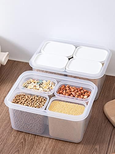 EWERV 5 Parçalı Set Gıda Sınıfı Plastik Mühürlü Kutular Mutfak Tahıl ve Çeşitli Tahıllar Fasulye Tahıl Tahıl Ayırma