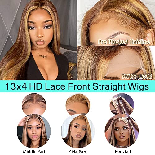 Vero Güzellik 13x4 HD Dantel ön Peruk insan saçı 4/27 Renk Tutkalsız Peruk Siyah kadın peruk 180 % Yoğunluk Vurgulamak