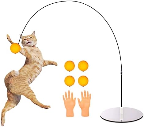PARTYZOO Interaktif Kedi Oyuncak, Otomatik Kedi Değnek Oyuncak ile 4 Değiştirilebilir Topları, Ping Pong Kedi Topu