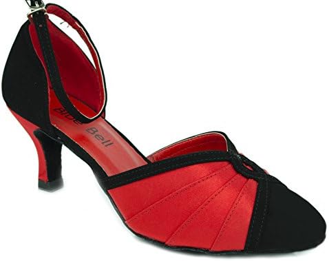 BlueBell Ayakkabı El Yapımı kadın Balo Salonu Salsa Yarışması Dans Ayakkabıları Jennifer 2.5 Topuk-Kırmızı / Siyah