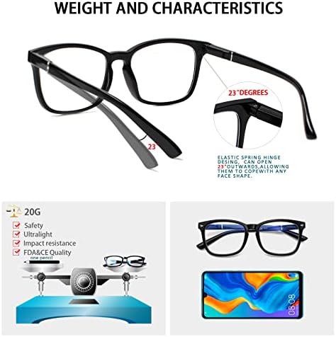 BİENCOOL okuma gözlüğü mavi ışık engelleme, filtre UV ışını bilgisayar okuyucular gözlük kadınlar / erkekler 5 Paket