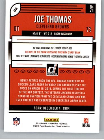 2018 Donruss Futbolu 71 Joe Thomas Cleveland Browns Resmi NFL Ticaret Kartı