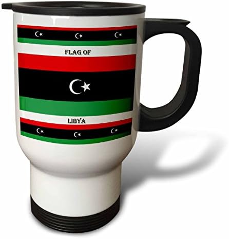3dRose Libya Bayrağı Paslanmaz Çelik Seyahat Kupası, 14 oz, Doğal