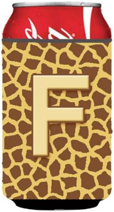 Caroline's Treasures CJ1025-FCC Letter F İlk Monogram-Zürafa Kutu veya Şişe Tutucu, Kutu Soğutucu Kol Tutucu Makinede
