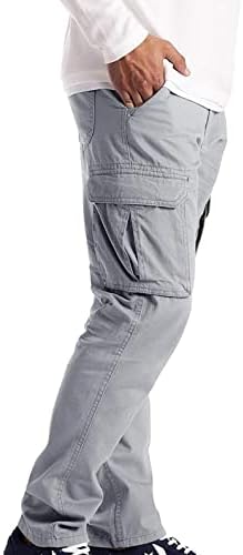 Zpervoba erkek Vahşi Kargo Pantolon Streç Joggers Elastik Bel Düz Bacak Sweatpants Baggy İş Pantolonu İpli Pantolon