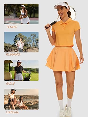 Rigolla 2 Parça Tenis Etek Kadınlar için Pilili Tenis Elbise Kısa Kollu polo gömlekler Golf Egzersiz Kıyafetleri