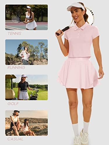 Rigolla 2 Parça Tenis Etek Kadınlar için Pilili Tenis Elbise Kısa Kollu polo gömlekler Golf Egzersiz Kıyafetleri