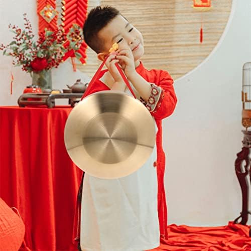 Belli belirsiz 1 Takım Pirinç Aletleri-36 CM Bakır Opera Gong El Gong Ahşap Çekiç ve Kırmızı Asılı Şerit