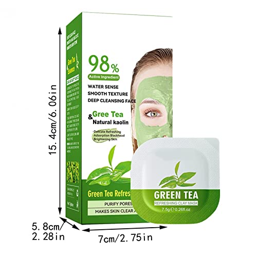 Yeşil Çay Ferahlatıcı Çamur Maskesi, Zerdeçal C Vitamini Kil Maskesi-Derin Köpüren Gözenek Temizleme ve Ferahlatıcı-Nemlendirici