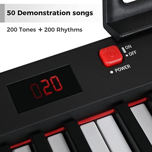 Asmuse Elektronik Klavye Piyano, 61 Anahtar Elektrikli Piyano Mikrofon ve piyano Koltuğu ve Klavye Standı ve Notalar