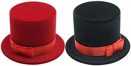 KESYOO 2 adet Noel Şapka Yüzük Kutusu Yaratıcı Hediye Ambalaj Kutusu Noel Mücevher Kutusu (Siyah+ Kırmızı) Takı Setleri