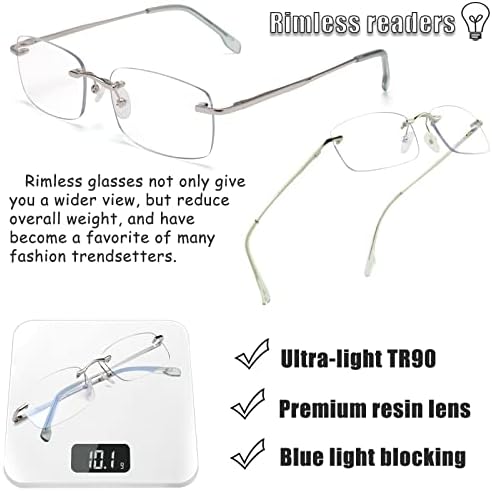 Soarea Bifokal okuma gözlüğü erkekler için Yarım çerçeve Metal Bifokal Okuyucular Bahar Menteşe mavi ışık engelleme