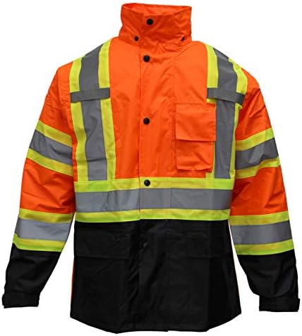 RK Güvenlik RW-CLA3-TOR77 Sınıf 3 yağmurluk, Ceket, Pantolon Yüksek Görünürlük Yansıtıcı Siyah Alt