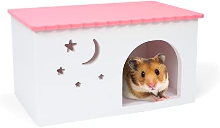 Ahşap Hamster Hideout Evi Küçük Evcil Uyku Kulübe Suriye Hamster Sıçan Fare Bebek Kobay (Mavi)