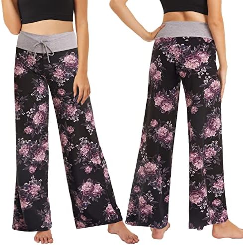 ZOOSIXX Tereyağlı Yumuşak Siyah Pijama Pantolon Kadınlar için, Ekose Rahat Rahat Salon Yoga Pantolon