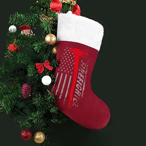 Itfaiyeci Balta Kırmızı Çizgi Bayrağı Kişiselleştirilmiş Noel Çorap Noel Şömine Aile Parti Asılı Süslemeleri
