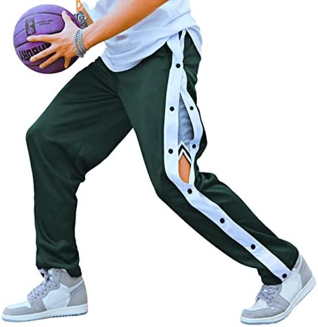 Deyeek erkek Tear Away Basketbol Pantolon Yüksek Bölünmüş Snap Düğmesi Rahat Ameliyat Sonrası Sweatpants Cepler ile